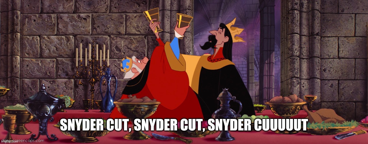 Snyder cut skumps | SNYDER CUT, SNYDER CUT, SNYDER CUUUUUT | image tagged in skumps,dc comics,disney,sleeping beauty | made w/ Imgflip meme maker