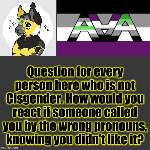 This recently came up in conversation and now I am interested. | Question for every person here who is not Cisgender. How would you react if someone called you by the wrong pronouns, knowing you didn't like it? | made w/ Imgflip meme maker