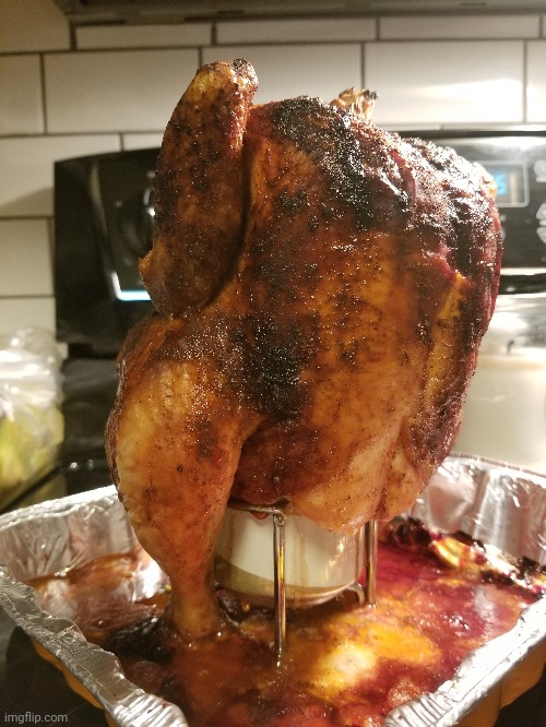 Beer can chicken anyone? | image tagged in food,chicken,yum | made w/ Imgflip meme maker