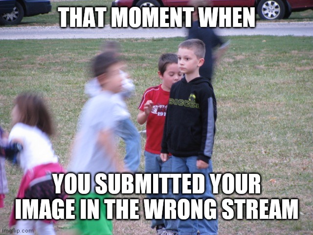 Don't you just hate it? | THAT MOMENT WHEN; YOU SUBMITTED YOUR IMAGE IN THE WRONG STREAM | image tagged in that moment when you realize | made w/ Imgflip meme maker