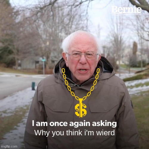 Bernie I Am Once Again Asking For Your Support Meme | Why you think i'm wierd | image tagged in memes,bernie i am once again asking for your support | made w/ Imgflip meme maker