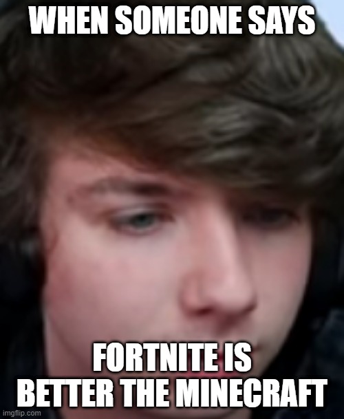 Karl Sad MC>FN | WHEN SOMEONE SAYS; FORTNITE IS BETTER THE MINECRAFT | image tagged in minecraft | made w/ Imgflip meme maker