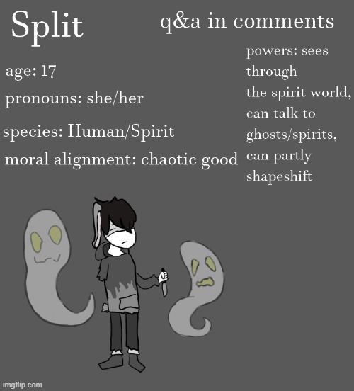 Split, the half spirit | image tagged in original character | made w/ Imgflip meme maker