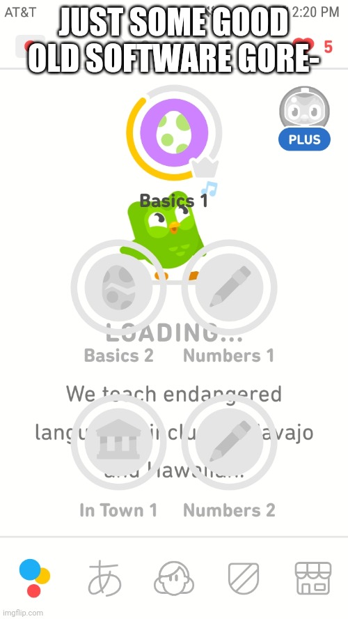 what duolingo be doin tho | JUST SOME GOOD OLD SOFTWARE GORE- | image tagged in duolingo,software gore | made w/ Imgflip meme maker