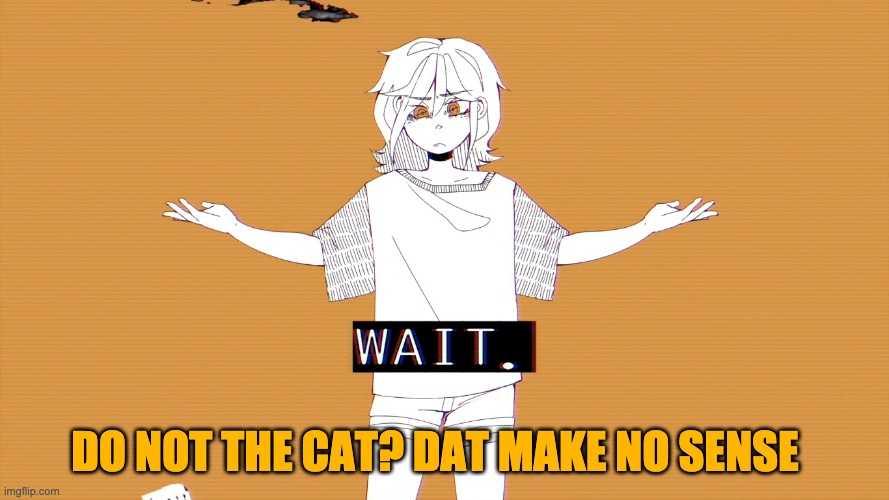 Wait | DO NOT THE CAT? DAT MAKE NO SENSE | image tagged in wait | made w/ Imgflip meme maker