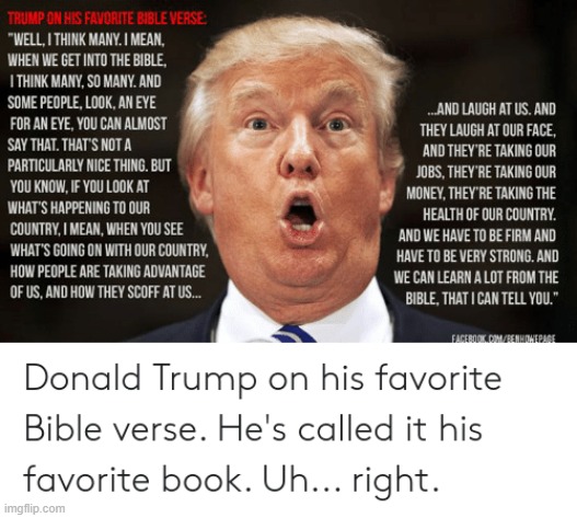 hey thats my favorite verse too maga | image tagged in donald trump bible,maga,bible,the bible,bible verse,repost | made w/ Imgflip meme maker