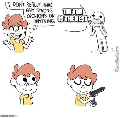 YEEEEEEEET!!!!! | TIK TOK IS THE BEST | image tagged in i dont really have any strong opinions | made w/ Imgflip meme maker