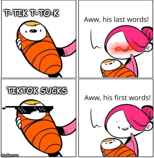 Tiktok sucks | image tagged in tiktok,tiktok sucks,funny,memes,aww his last words,baby | made w/ Imgflip meme maker