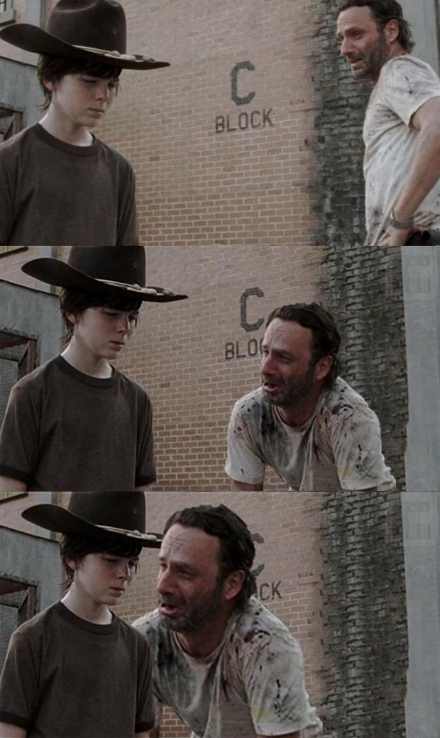 High Quality Rick and Carl 3 parts Blank Meme Template