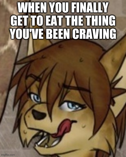 Food cravings | WHEN YOU FINALLY GET TO EAT THE THING YOU'VE BEEN CRAVING | image tagged in lynx,furry,furry memes,comics/cartoons,monday mornings | made w/ Imgflip meme maker