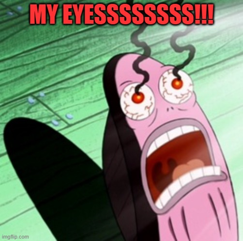 Burning eyes | MY EYESSSSSSSS!!! | image tagged in burning eyes | made w/ Imgflip meme maker