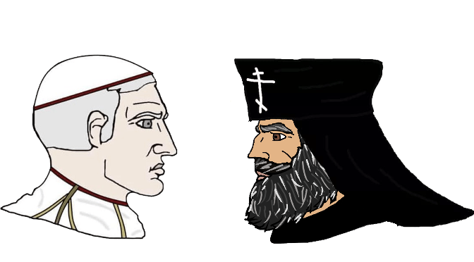 Roman Catholic | Greek Orthodox Chad Blank Meme Template