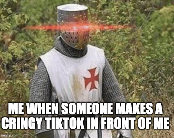 Growing Stronger Crusader | ME WHEN SOMEONE MAKES A CRINGY TIKTOK IN FRONT OF ME | image tagged in growing stronger crusader | made w/ Imgflip meme maker