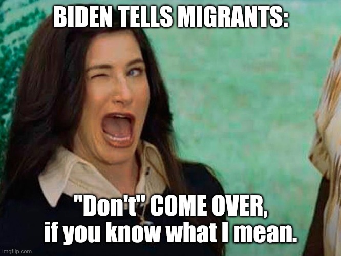 Don't come over | BIDEN TELLS MIGRANTS:; "Don't" COME OVER, if you know what I mean. | image tagged in illegal immigration,immigration | made w/ Imgflip meme maker