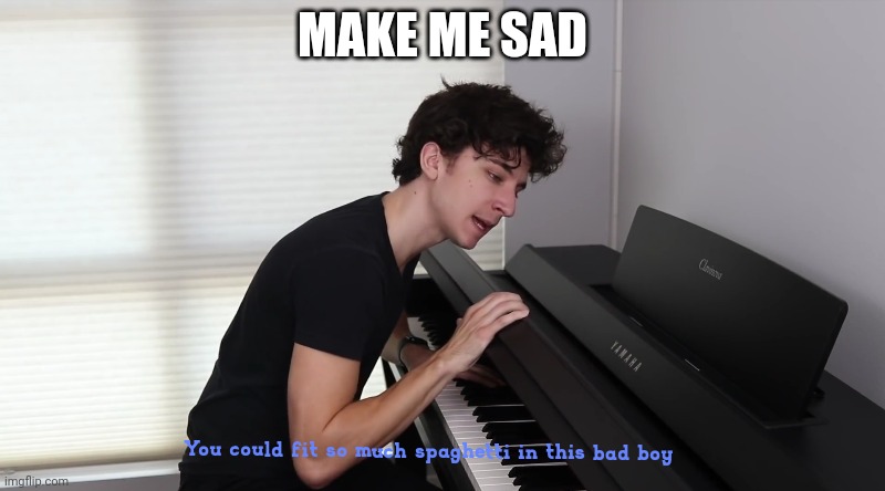 You could fit so much spaghetti in this bad boy | MAKE ME SAD | image tagged in you could fit so much spaghetti in this bad boy | made w/ Imgflip meme maker