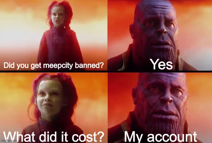 I wish | Did you get meepcity banned? Yes; My account; What did it cost? | image tagged in what did it cost,roblox,banned from roblox | made w/ Imgflip meme maker