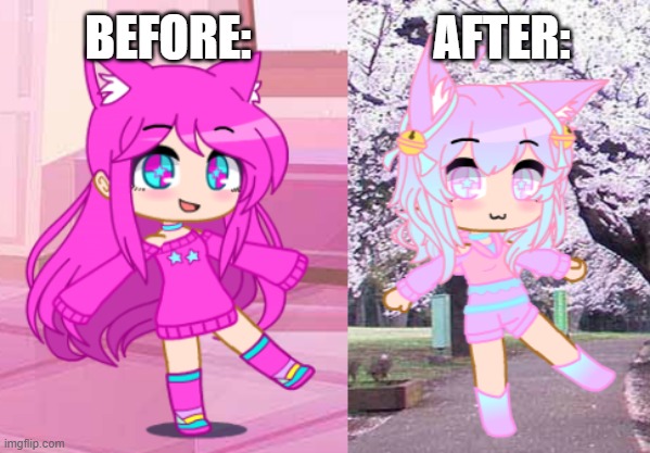 I've had the old one for 3 years already, so I decided to give her a makeover | BEFORE:; AFTER: | made w/ Imgflip meme maker
