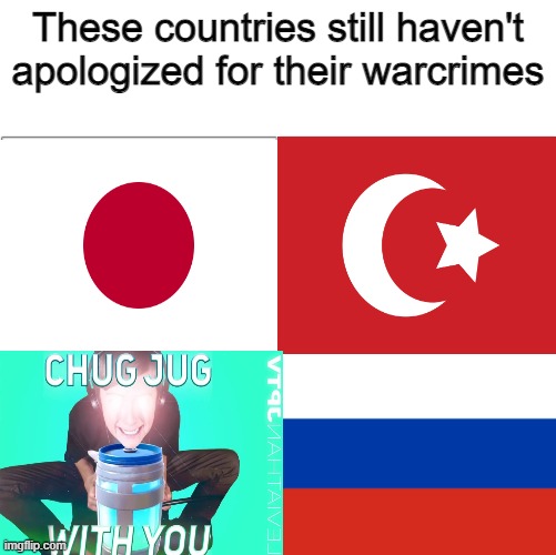 a moment of silence for those who perished at the Tomato Town Massacre | These countries still haven't apologized for their warcrimes | image tagged in the 4 horsemen of,fortnite,history,war criminal | made w/ Imgflip meme maker