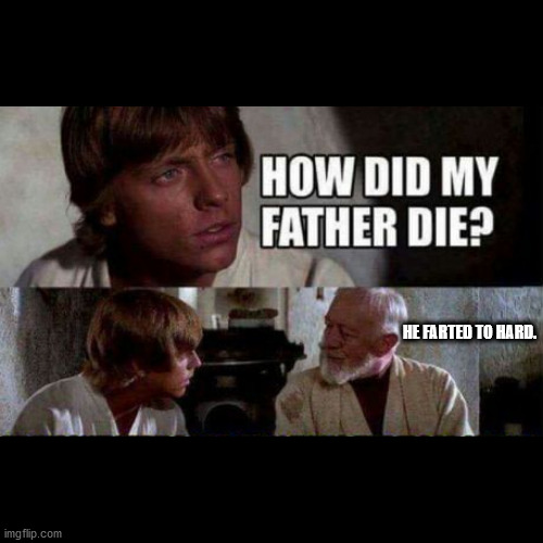 He farted to hard | HE FARTED TO HARD. | image tagged in how did my father die | made w/ Imgflip meme maker