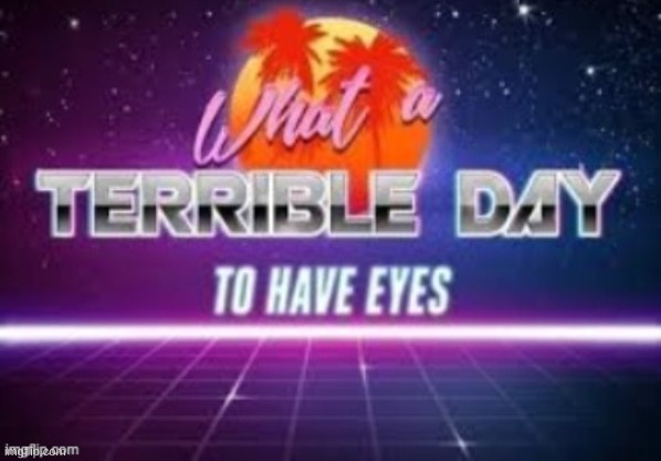 what a terrible day to have eyes | image tagged in what a terrible day to have eyes | made w/ Imgflip meme maker