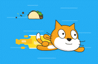flying scratch cat with the taco | image tagged in gifs,scratch | made w/ Imgflip images-to-gif maker