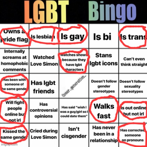 LGBTQ bingo | image tagged in lgbtq bingo | made w/ Imgflip meme maker