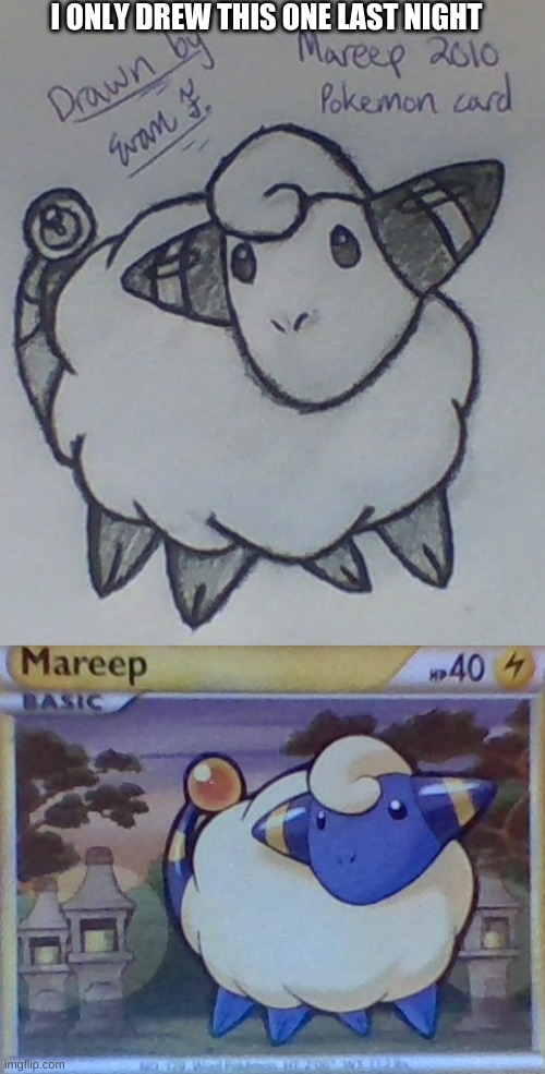 Mareep | I ONLY DREW THIS ONE LAST NIGHT | image tagged in art,pokemon,hand drawn | made w/ Imgflip meme maker