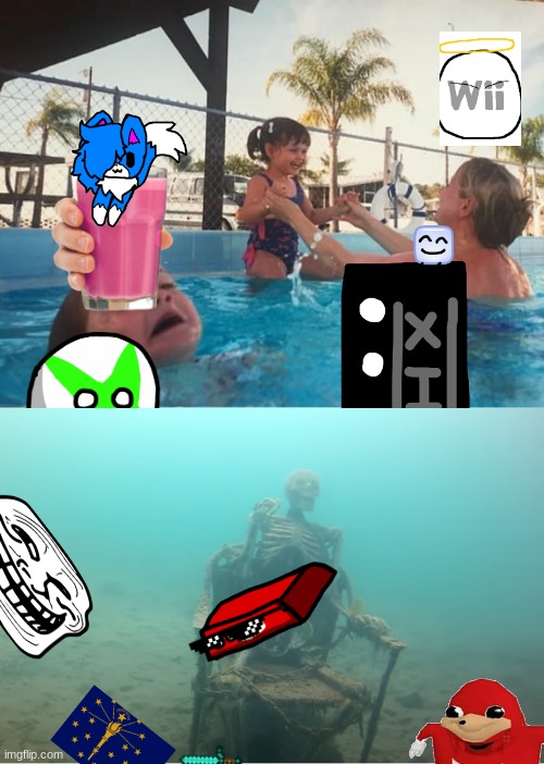 name everything lol | image tagged in swimming pool kids | made w/ Imgflip meme maker