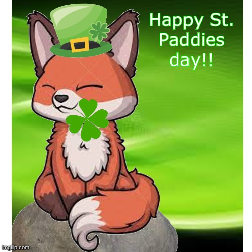 Wuv from the foxes!! | image tagged in st patrick's day,foxes,digital art | made w/ Imgflip meme maker