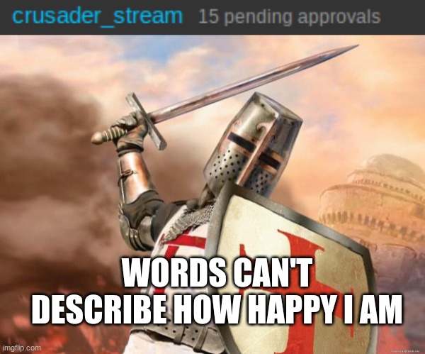 WORDS CAN'T DESCRIBE HOW HAPPY I AM | image tagged in crusader | made w/ Imgflip meme maker