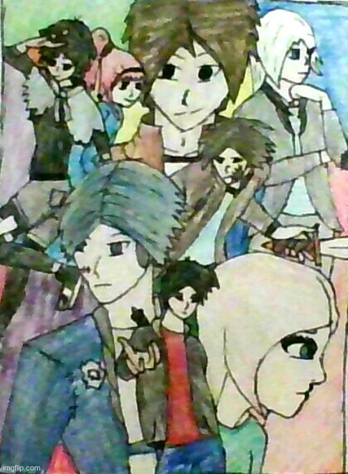 oh yeah- just some art I did with my 8 main Oc's (yes I did use a drawing base) | made w/ Imgflip meme maker