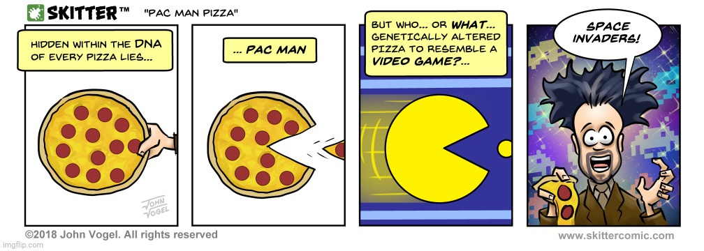 Pac-Man pizza comic | image tagged in pizza,pac-man,pacman,comics/cartoons,comics,comic | made w/ Imgflip meme maker