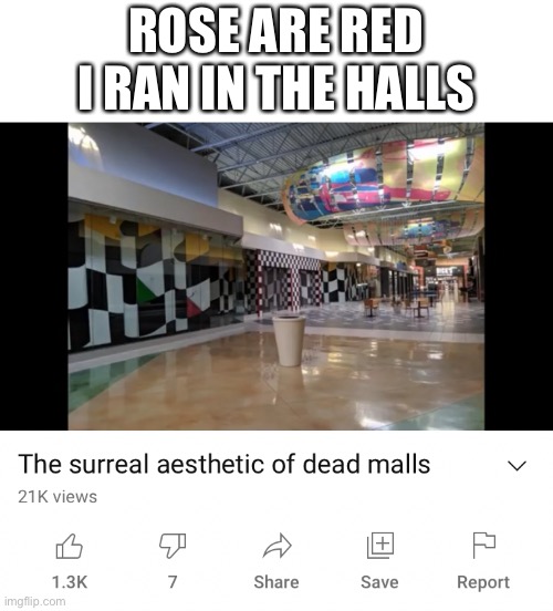 hmm | ROSE ARE RED
I RAN IN THE HALLS | image tagged in memes,funny,youtube,poetry | made w/ Imgflip meme maker