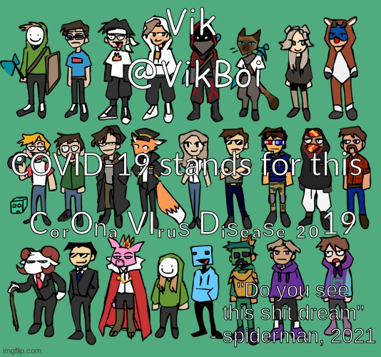 It started in 2019 | COVID-19 stands for this; CₒᵣOₙₐ VIᵣᵤₛ Dᵢₛₑₐₛₑ ₂₀19 | image tagged in vik's thing | made w/ Imgflip meme maker