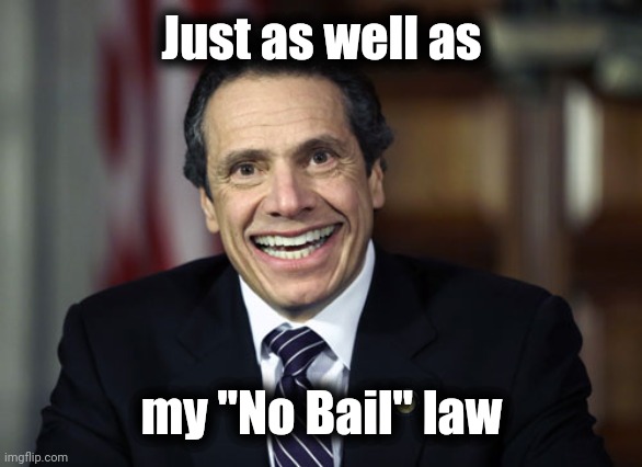 Andrew Cuomo | Just as well as my "No Bail" law | image tagged in andrew cuomo | made w/ Imgflip meme maker