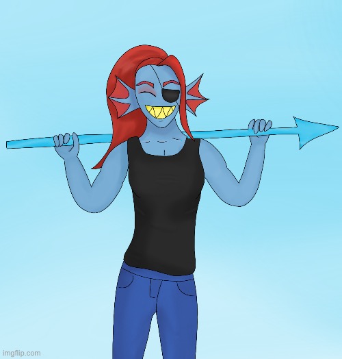 I tried drawing Undyne from Undertale! If anyone has any tips I would be happy to hear them. | image tagged in art,undertale,undyne | made w/ Imgflip meme maker