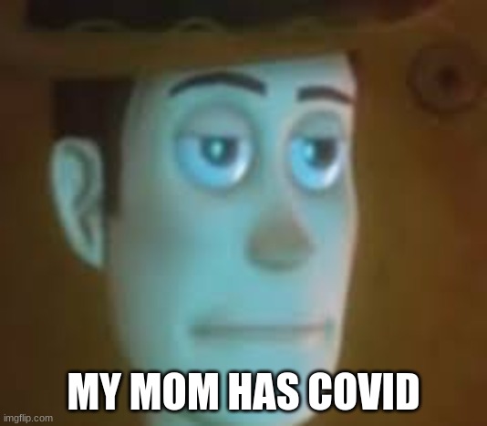 disappointed woody | MY MOM HAS COVID | image tagged in disappointed woody | made w/ Imgflip meme maker