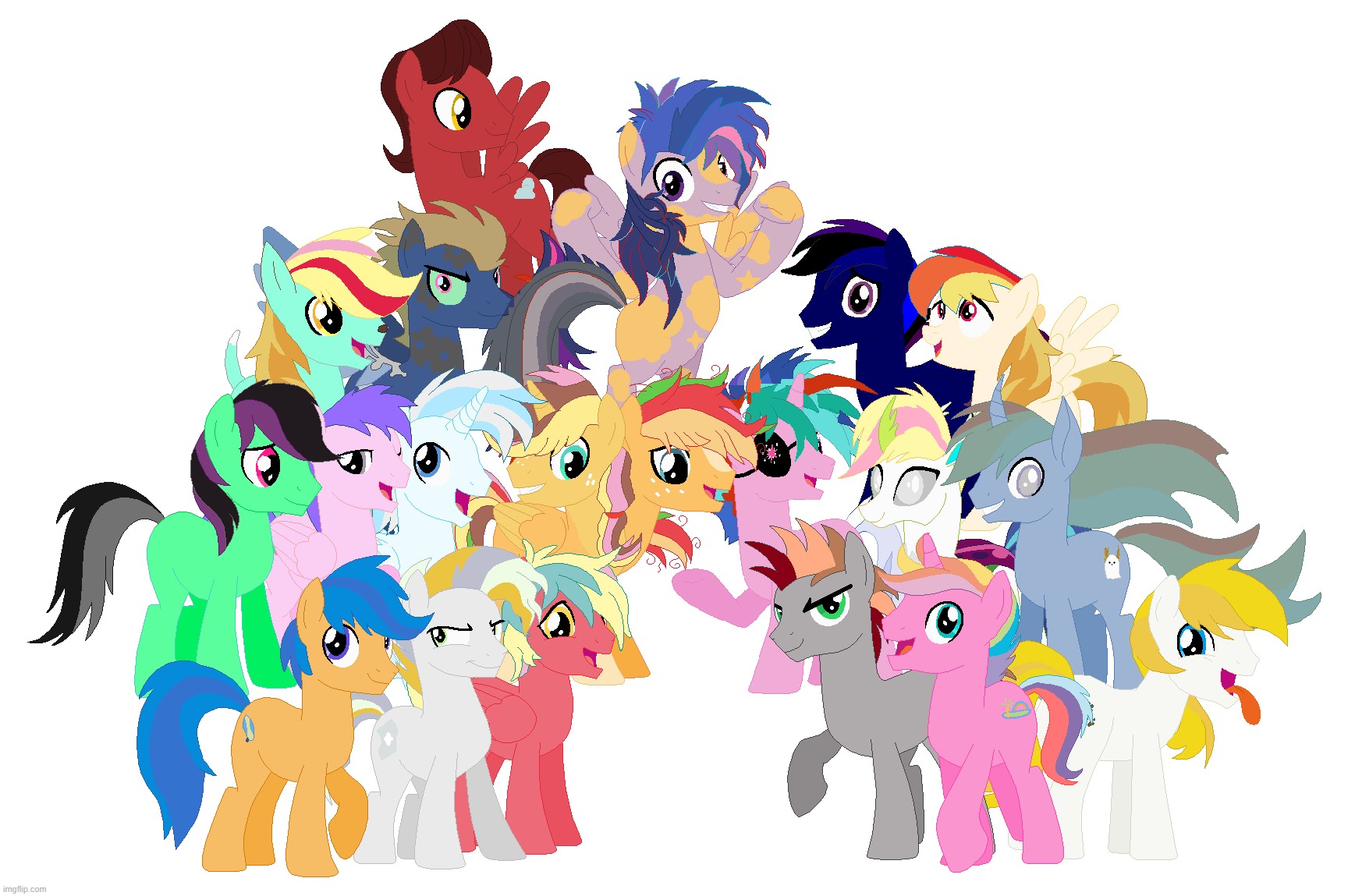 group photo with 20% more pony | image tagged in my little pony,original character | made w/ Imgflip meme maker