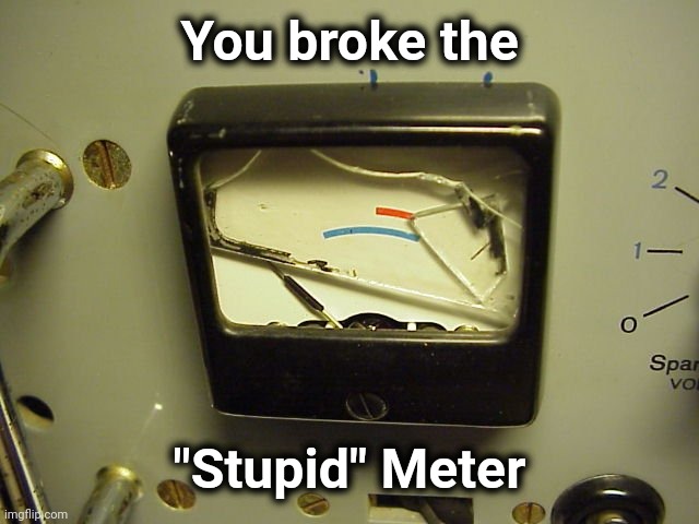 Broken Meter | You broke the "Stupid" Meter | image tagged in broken meter | made w/ Imgflip meme maker