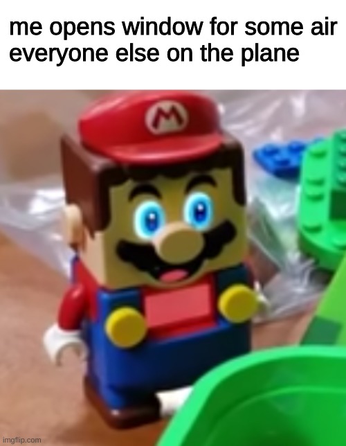 mmmmm cardboard | me opens window for some air
everyone else on the plane | image tagged in memes,mario | made w/ Imgflip meme maker