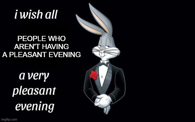 I wish all the X a very pleasant evening | PEOPLE WHO AREN'T HAVING A PLEASANT EVENING | image tagged in i wish all the x a very pleasant evening | made w/ Imgflip meme maker