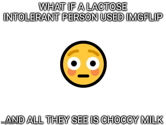 they would die | WHAT IF A LACTOSE INTOLERANT PERSON USED IMGFLIP; AND ALL THEY SEE IS CHOCCY MILK | image tagged in choccy milk,bruh | made w/ Imgflip meme maker