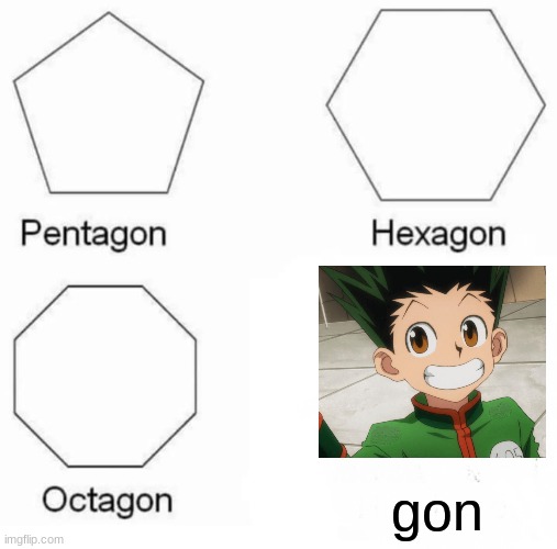 gon |  gon | image tagged in memes,pentagon hexagon octagon,anime | made w/ Imgflip meme maker