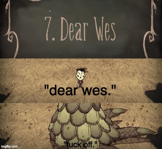 dear wes | image tagged in dear wes | made w/ Imgflip meme maker