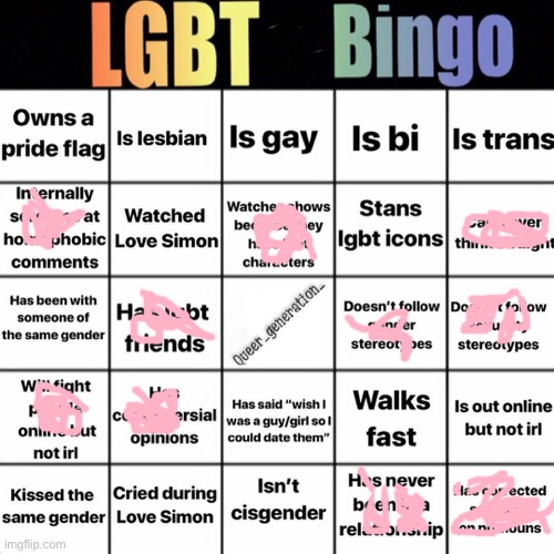 My bingo | image tagged in lgbtq bingo | made w/ Imgflip meme maker