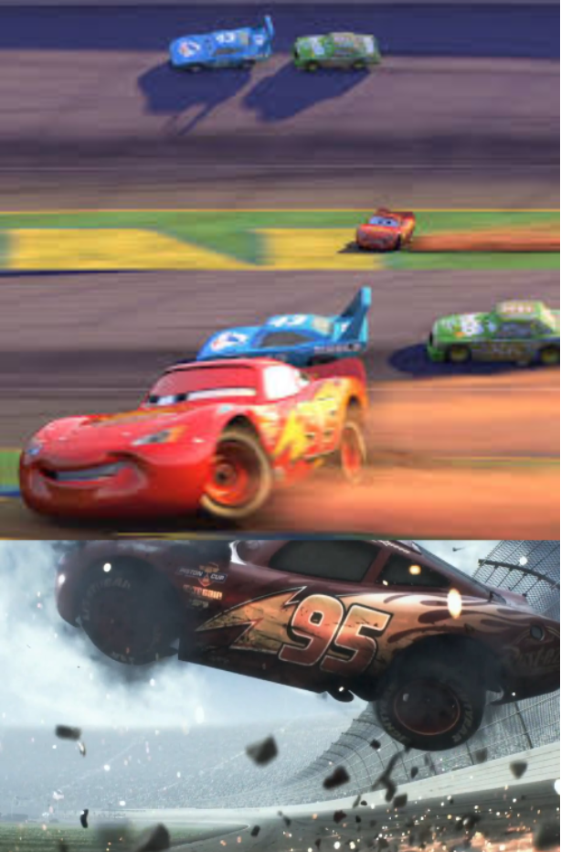 High Quality Lightning McQueen winning then losing Blank Meme Template