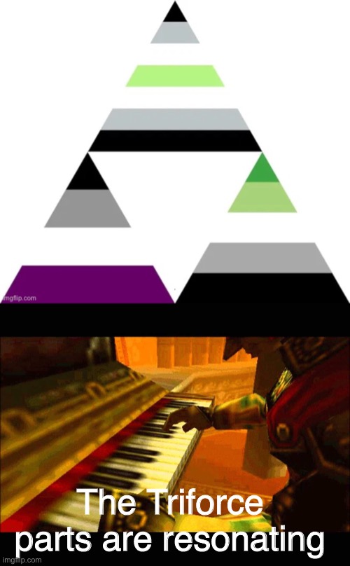 The LGBTQIA+ Triforce | The Triforce parts are resonating | image tagged in asexual,lgbtq,zelda,legend of zelda | made w/ Imgflip meme maker