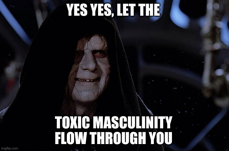 yes yes let the hate flow through you | YES YES, LET THE TOXIC MASCULINITY FLOW THROUGH YOU | image tagged in yes yes let the hate flow through you | made w/ Imgflip meme maker