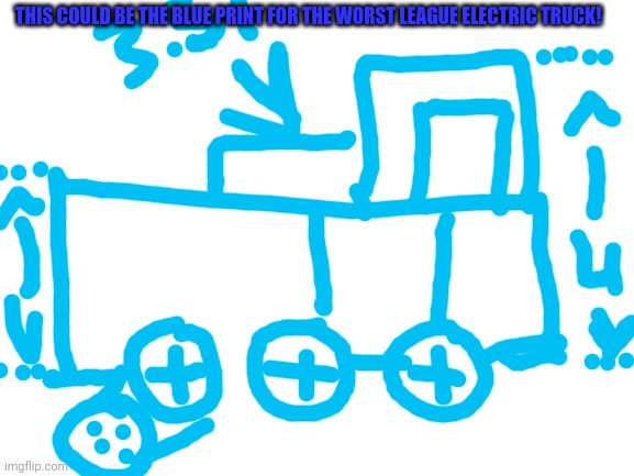 Blank White Template | THIS COULD BE THE BLUE PRINT FOR THE WORST LEAGUE ELECTRIC TRUCK! | image tagged in blank white template | made w/ Imgflip meme maker
