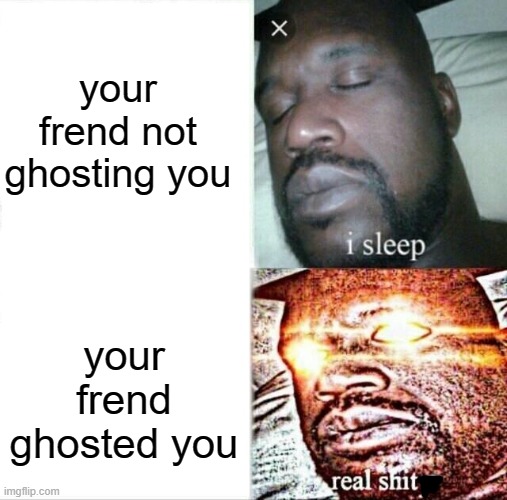 Sleeping Shaq | your frend not ghosting you; your frend ghosted you | image tagged in memes,sleeping shaq | made w/ Imgflip meme maker